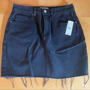 high waisted black denim skirt